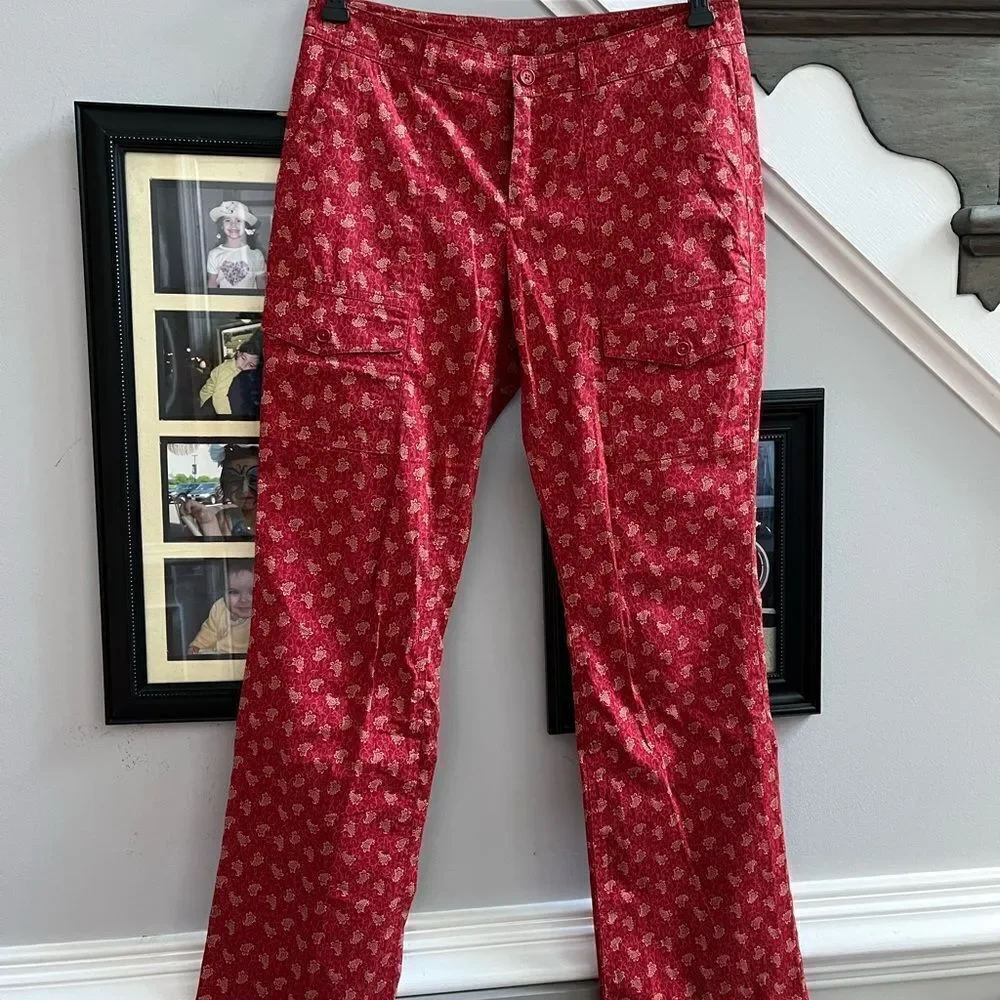 Vintage Ralph Ralph Lauren Red Paisley Cargo Dress Pants sz 4 EUC